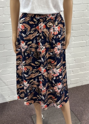 Claudia C  Navy Floral Skirt