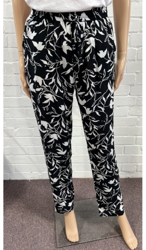 Claudia C Floral Black and White Print Trousers