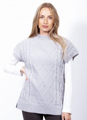 Jessica Graaf Grey Cable Knit Sleeveless Jumper