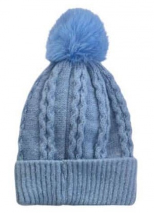 Knitted Fleece Lined Pompom Hat