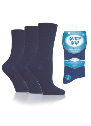 Gentle Grip 3 pack Diabetic Navy Socks
