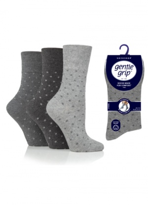 Gentle Grip Cotton Grey Tones Polka Dot Socks
