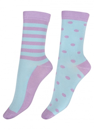 Pretty Polly Ladies 2 Pair Pack Bamboo Stripe and Spot Socks