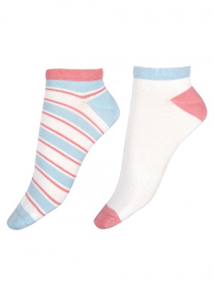 Pretty Polly Ladies 2 Pair Pack Wide Stripe Liner Socks