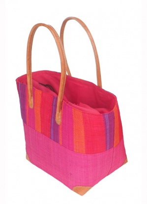 BasketBasket Large Pink Hanta Stripes Tote Bag
