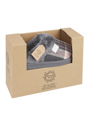 Jo & Joe Ladies Shetland Pebble Grey Gift Boxed Slippers
