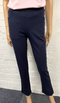 Claudia C  Navy  29'' Trousers with Metal Trim And Stitch
