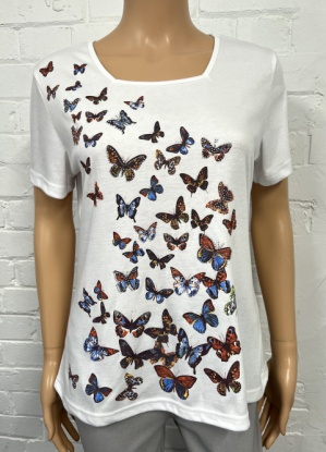 Claudia C Butterfly Diamante Short Sleeve T-Shirt