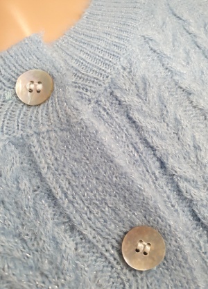 Round Neck Sparkle Cable Knit Cardigan