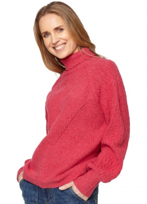 Coastline by Brandtex Pink Cable Knit Jumper