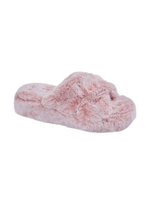 Jo & Joe Ladies Cosy Pink Peep Toe Mule Slippers