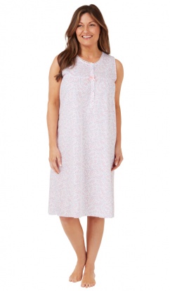 Marlon Swirl Leaf 40'' Polycotton Sleeveless Nightdress