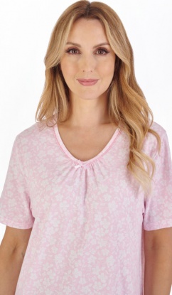 Slenderella Floral Short Sleeve V-Neck Nightdress