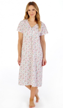 Slenderella Ditsy Floral Short Sleeve  V Neck Nightdress