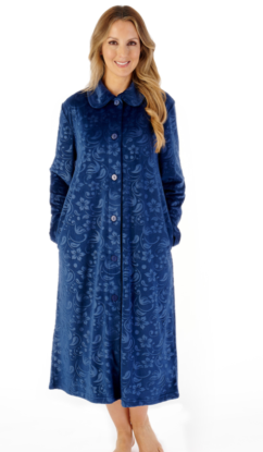 Slenderella Button Front Dressing Gown Ladies Slenderella Full Length  Waffle Button Housecoat Suzanne Charles