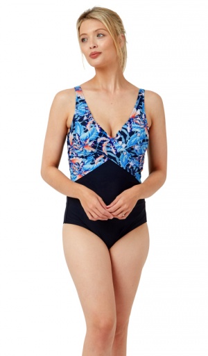 Oyster Bay Twisted Front Floral Print Swimsuit
