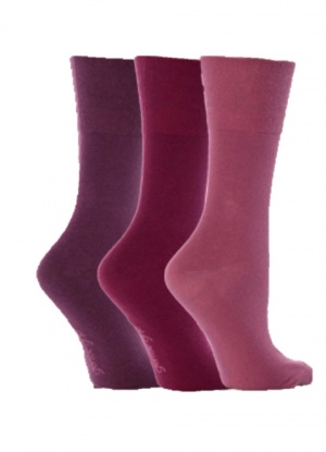 3 pair pack Gentle Grip Socks Purple/Pink
