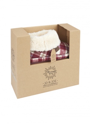 Jo & Joe Ladies Glenroyal Cherry Tartan Gift Boxed Slippers