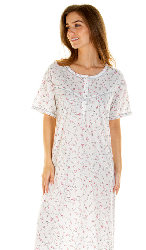 La Marquise Everyday Florals Short Sleeve Long Length Nightdress ...