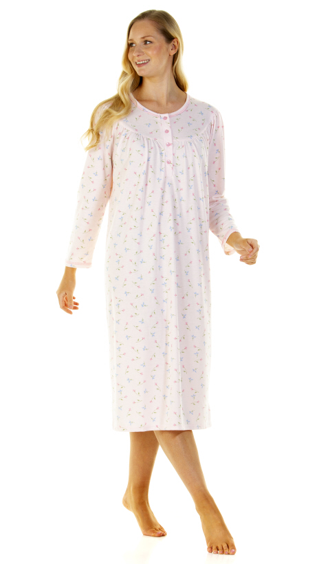 La Marquise Cuddleknit Flower Leaf Long Sleeve Nightdress
