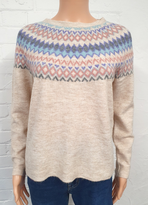 Fairisle Pattern Round Neck Jumper - Suzanne Charles