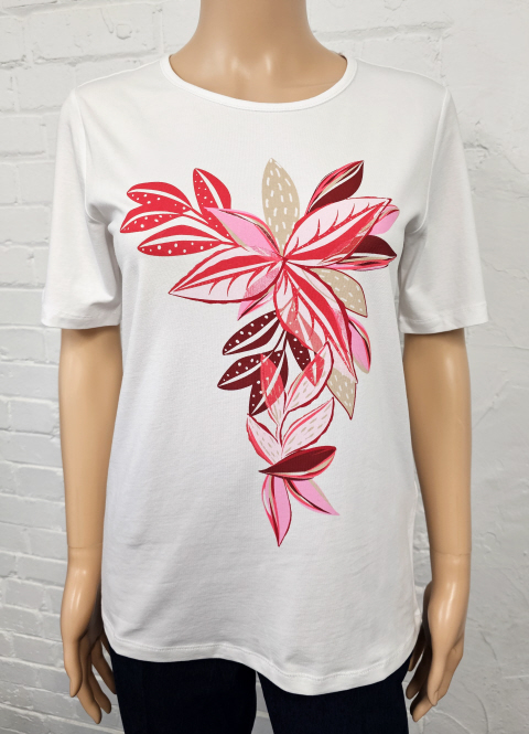 Brandtex Leaf Print Short Sleeve T-Shirt - Suzanne Charles
