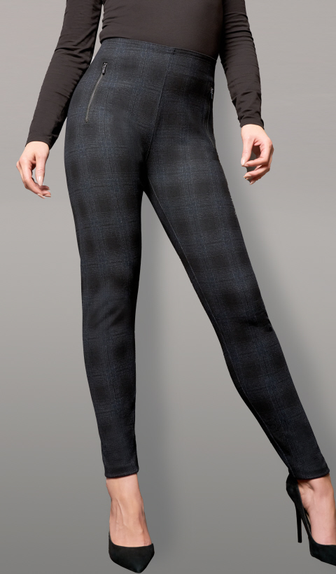 Pinns Navy and Black Check Pull Up Legging - Suzanne Charles