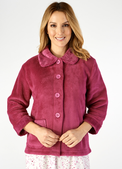 Supersoft Button FrontBed Jacket By Slenderella Blue or Raspberry S,M,L,XL,2XL