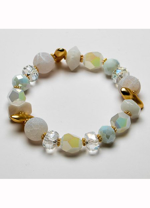 Eliza Gracious Glass and Crystal Bead Stretch Bracelet Suzanne