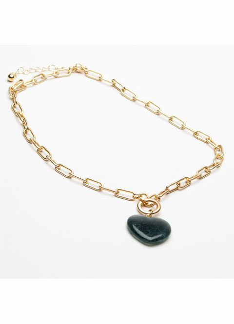 Eliza Gracious Stone Heart Large Link Necklace Suzanne Charles