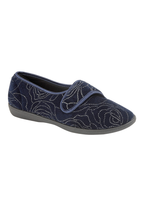 Jo & Joe Ladies Gloria Diamante Swirl Touch & Close Slippers - Suzanne ...