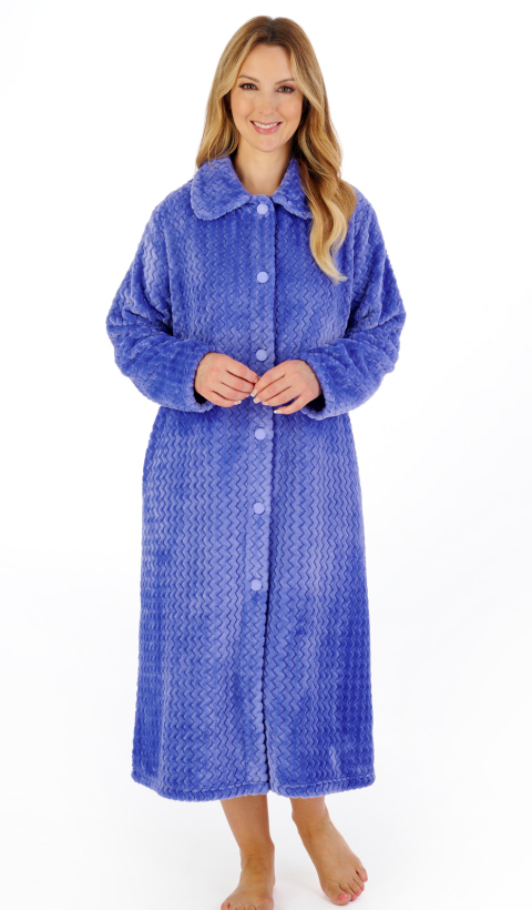 Slenderella soft jacquard Button Housecoat - Suzanne Charles