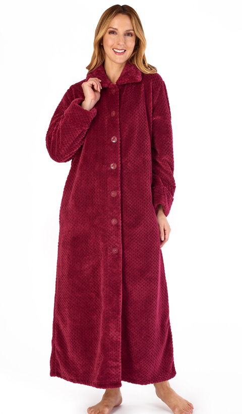 Herringbone Fleece Full Zipped Robe Pink – Slumber Hut