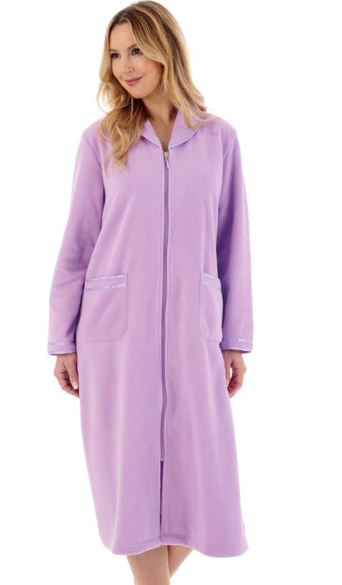 Slenderella Polarfleece bedjas met knopen, blauw, 46-48