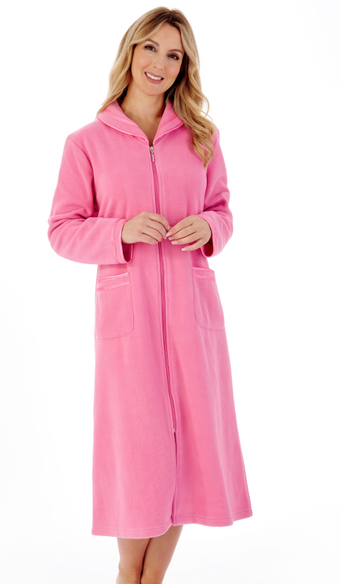 Long French Terry Zip-Front Robe | Woman Within