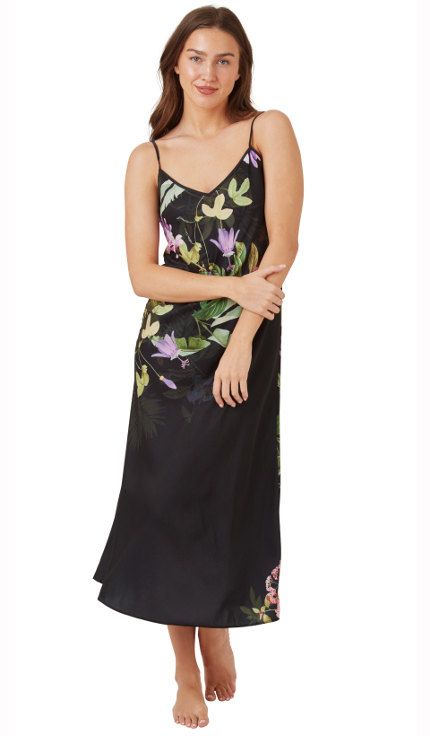 INDIGO SKY SATIN FLORAL CHEMISE INDIGO SKY SATIN FLORAL CHEMISE