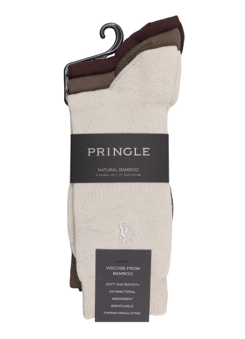 Pringle Mens 3 Pack Plain Mix Brown Colour Socks - Suzanne Charles