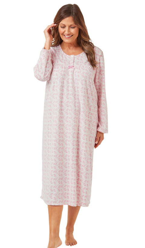 VerPetridure Women's Nightgown V Neck Nightshirts Long Sleeve Soft Sleepwear Side Split Pockets Long Nightdress S Xxl
