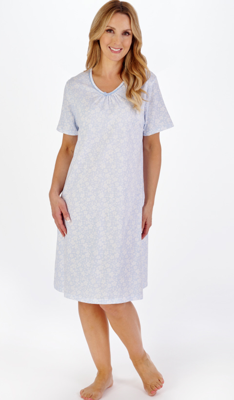 Slenderella Floral Short Sleeve V-Neck Nightdress