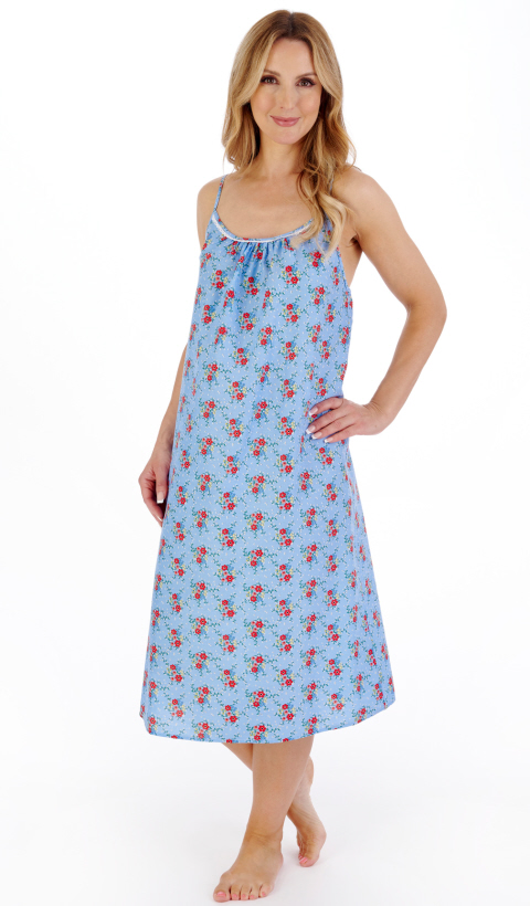 Slenderella Woven Cotton Pretty Flowers Strappy Nightdress