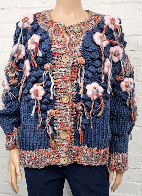 Wild Flower Heavy Knit Floral Cardigan - Suzanne Charles
