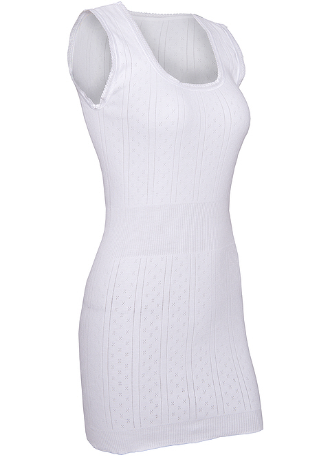 White Swan Long Built Up Shoulder Cotton Vest - Suzanne Charles