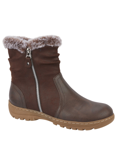 Jo Joe Ladies Hazel Cognac Ankle Boot With Faux Fur Lining