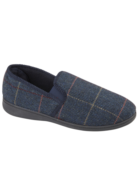 Jo & Joe Mens Lawrence Navy Check Slippers - Suzanne Charles