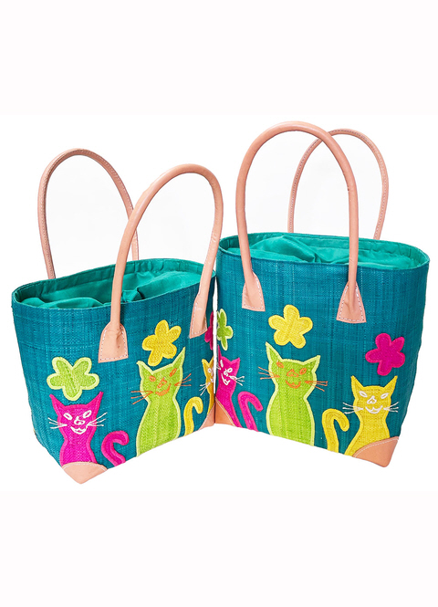 BasketBasket Cats and Flower Tote Bag