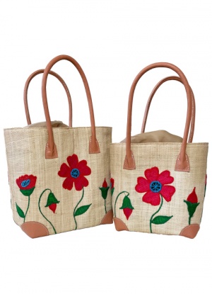 BasketBasket Poppy Flower Tote Bag